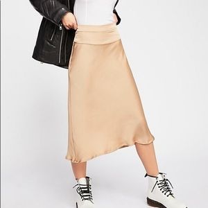 Free People "Normani" Satin Bias Skirt